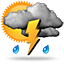 Patchy light rain with thunder